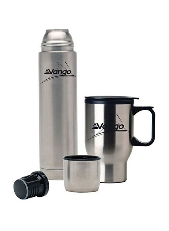 

Vango 2-Piece Flask and Mug Gift Set, Flask 500ml + Mug 450ml, Silver