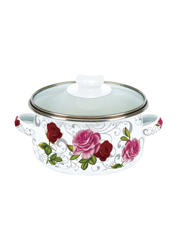 

Olympia 10-Piece Flower Design Round Casserole Set, OE-0012, White/Pink
