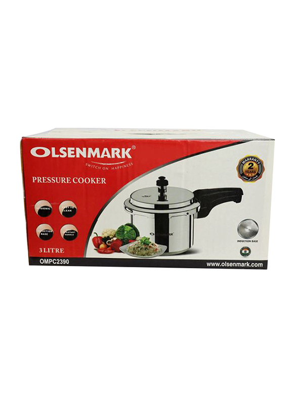Olsenmark 3 Ltr Round Pressure Cooker with Induction Base, OMPC2390, Silver