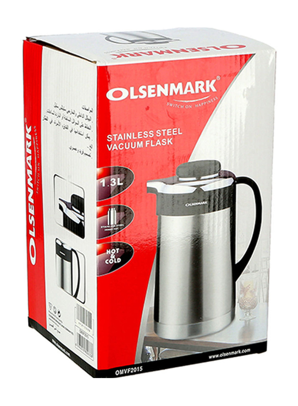 Olsenmark 1.3 Ltr Ultramax Stainless Steel Thermos, Silver/Black