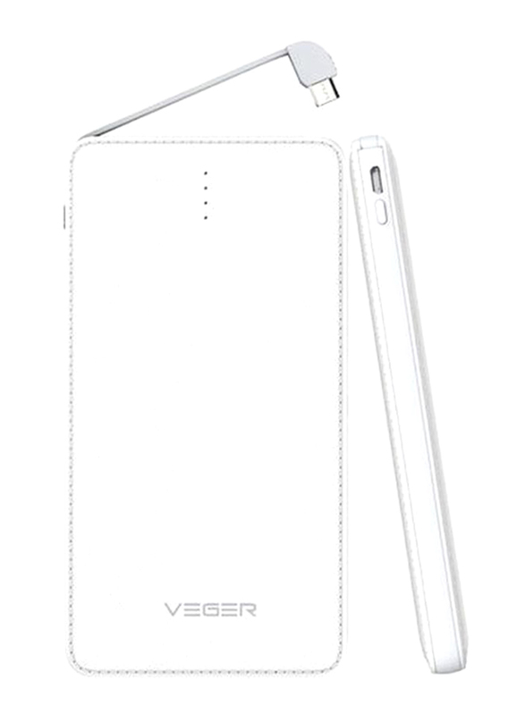 

Veger 15000mAh V58 Portable Power Bank, with Micro USB Input, with Built-In Cable, White