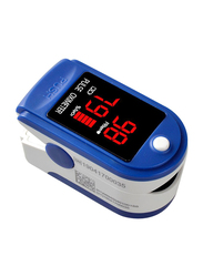 Fingertip Pulse Blood Oxygen Saturation Monitor with Silicon Cover, White/Blue