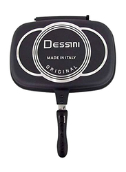 Dessini 36cm Non-Stick Rectangle Double Sided Grill Pan, Black
