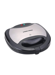 Black+Decker 2 Slice Sandwich Maker with Detachable Plate, 750W, TS2040-B5, Black