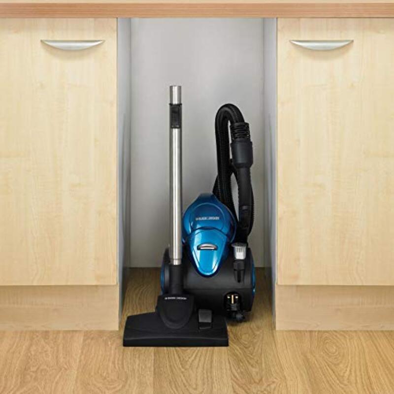 Black and Decker 2000W Multi-Cyclonic 6-Filter Canister Vacuum Cleaner, 1.8L VM2825-B5, Blue/Black