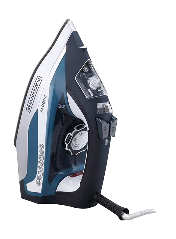 Black+Decker Steam Iron with Ceramic Soleplate, 2400W, X2150-B5, Blue/Black/White