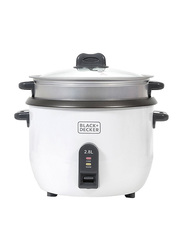 Black+Decker 2.8L Non-Stick Rice Cooker, 1100W, RC2850-B5, White/Silver