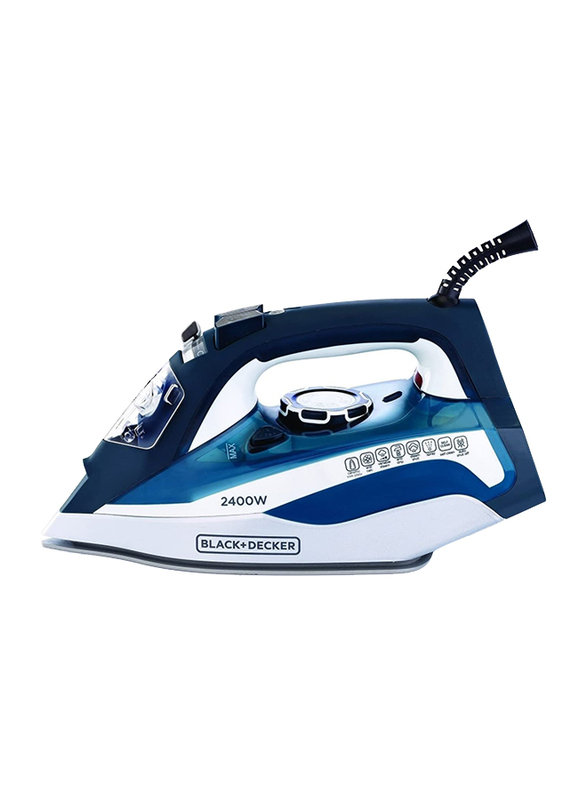 Black+Decker Steam Iron with Ceramic Soleplate, 2400W, X2150-B5, Blue/Black/White