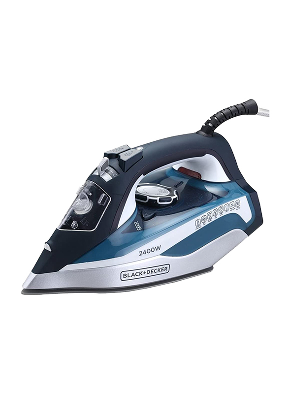 Black+Decker Steam Iron with Ceramic Soleplate, 2400W, X2150-B5, Blue/Black/White