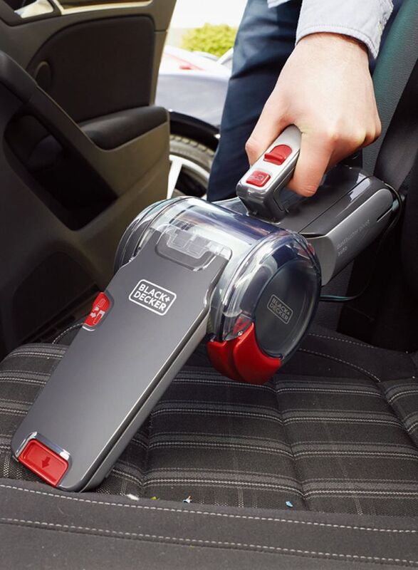 Black and Decker 12V DC Dustbuster Pivot Auto Car Vacuum Cleaner, PV1200AV-B5, Grey/Red