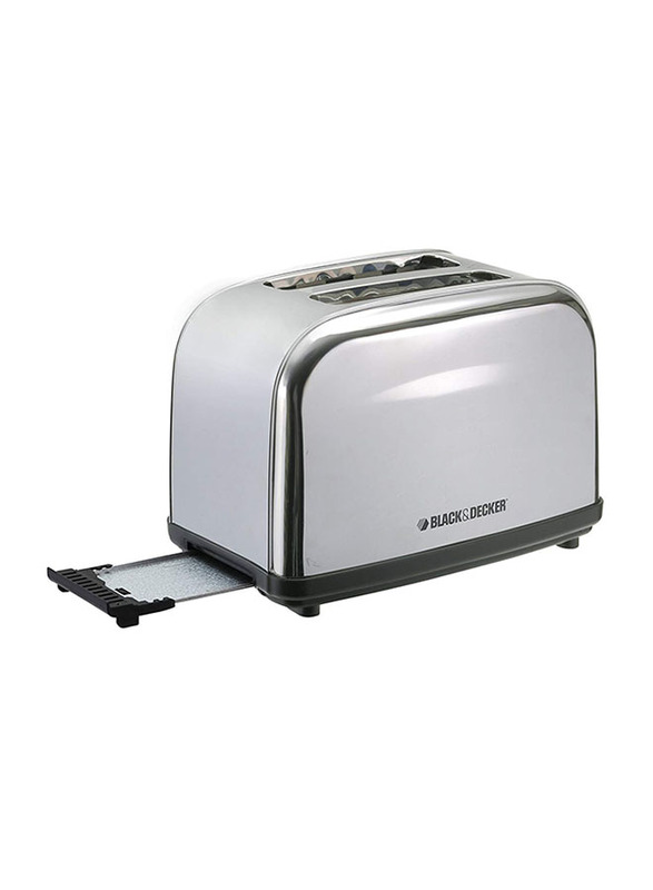 Black+Decker 2 Slice Stainless Steel Toaster, 1050W, ET222-B5, Silver