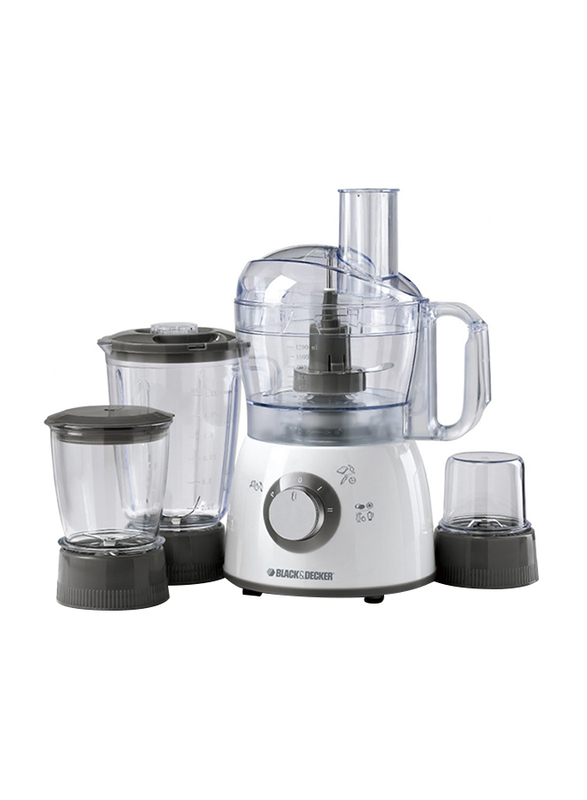 Black+Decker Food Processor, 400W, with Blender, Mincer & Grinder, FX400BMG-B5, White