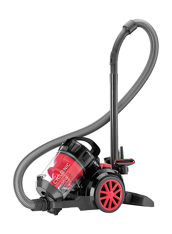 Black and Decker 1600W Cyclonic Canister Vacuum Cleaner, 2.5L VM1680-B5, Red/Black