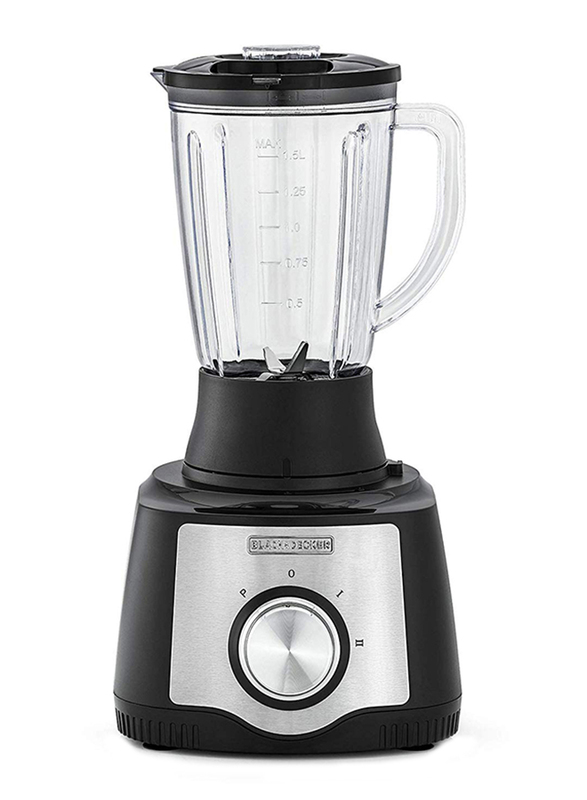 Black+Decker 1.5L 29 Functional Electric Plastic/Stainless Steel Food Processor, 650W, with Blender, Mill and Juicer, FX650-B5, Black/Clear