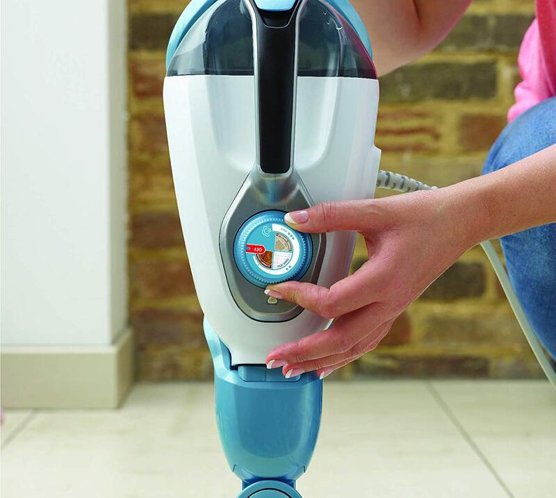 Black and Decker 1300W Gen 3 in 1 Steam Mop, Variable Steam with Microfibre Pad, FSMH1321-B5, White/Blue