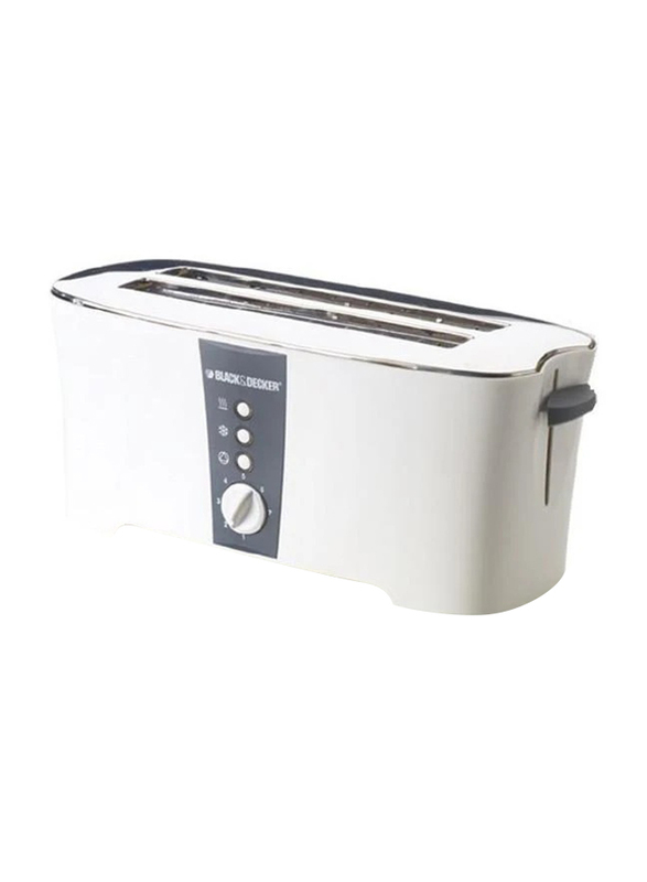 Black+Decker 4 Slice Long Slot Cool Touch Toaster, ET124-B5, White