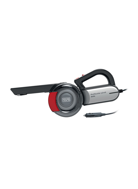 Black and Decker 12V DC Dustbuster Pivot Auto Car Vacuum Cleaner, PV1200AV-B5, Grey/Red