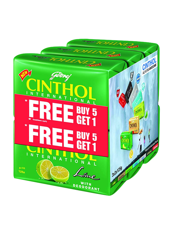 

Godrej Cinthol Lime Bath Soap Bar with 99.9% Germ Protection, 125gm x 6 Pieces