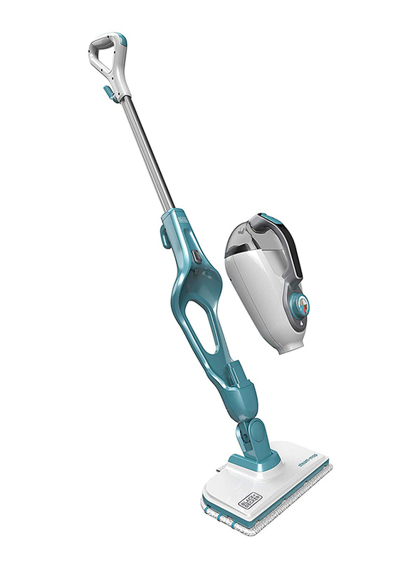 Black and Decker 1300W Gen 3 in 1 Steam Mop, Variable Steam with Microfibre Pad, FSMH1321-B5, White/Blue