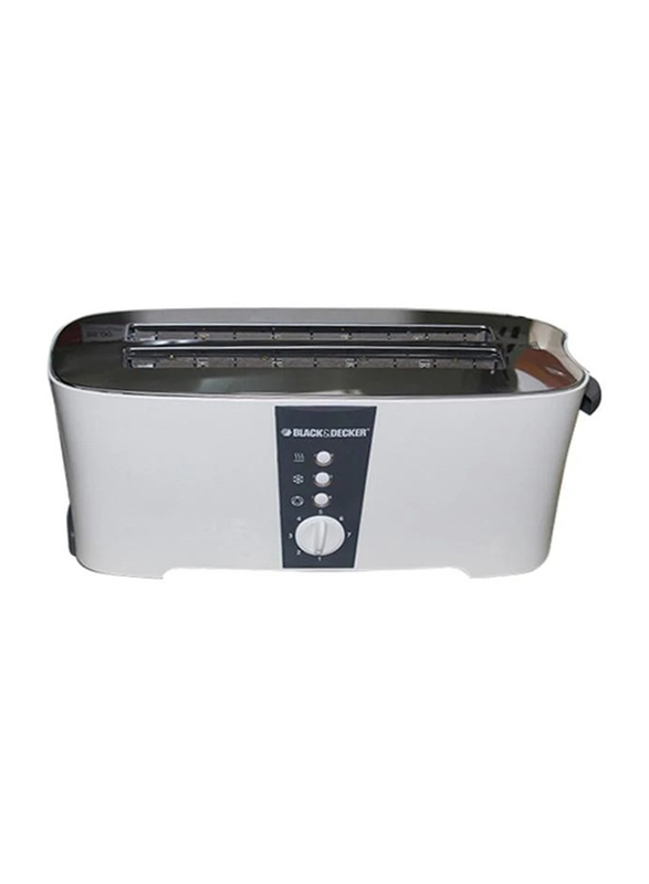 Black+Decker 4 Slice Long Slot Cool Touch Toaster, ET124-B5, White