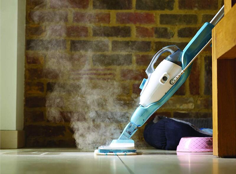 Black and Decker 1300W Gen 3 in 1 Steam Mop, Variable Steam with Microfibre Pad, FSMH1321-B5, White/Blue