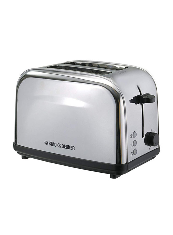 Black+Decker 2 Slice Stainless Steel Toaster, 1050W, ET222-B5, Silver