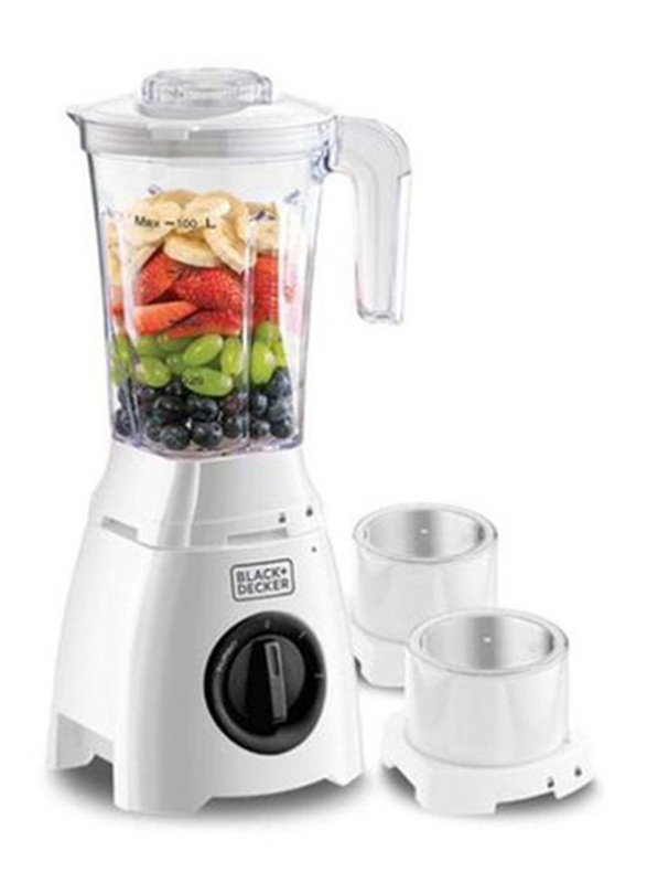 Black+Decker Blender, 400W, with Grinder and Grater Mill, BL410-B5, White