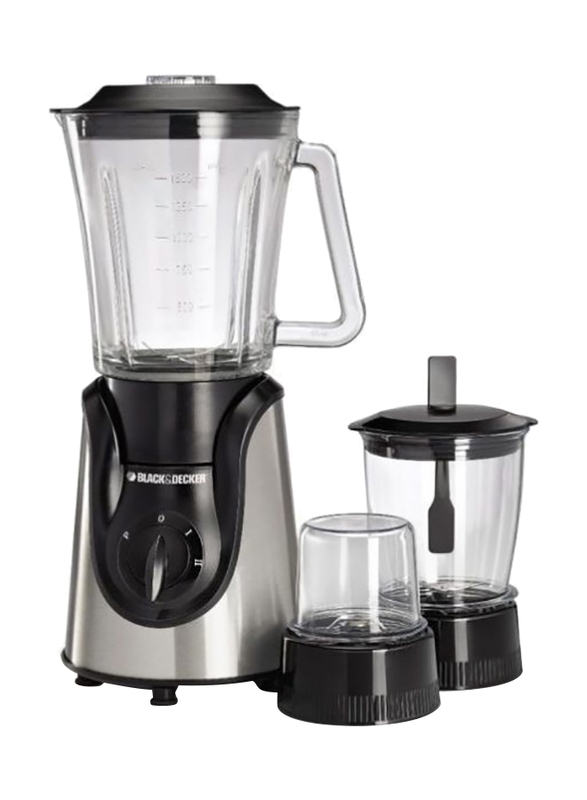Black+Decker 1.5L Glass Blender, 600W, with Grinder & Mincer-Chopper, BX600G-B5, Black