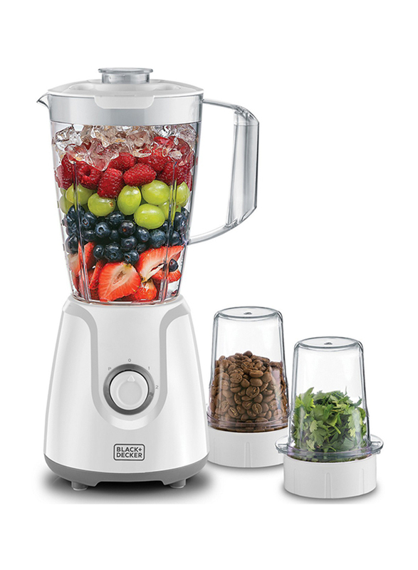 Black+Decker 1.5L Blender, 400W with 2 Mills, BX4000-B5, White