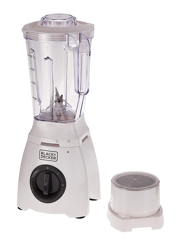 Black+Decker Blender, 400W, with 2 Mills and Extra Jar, BL405-B5, White