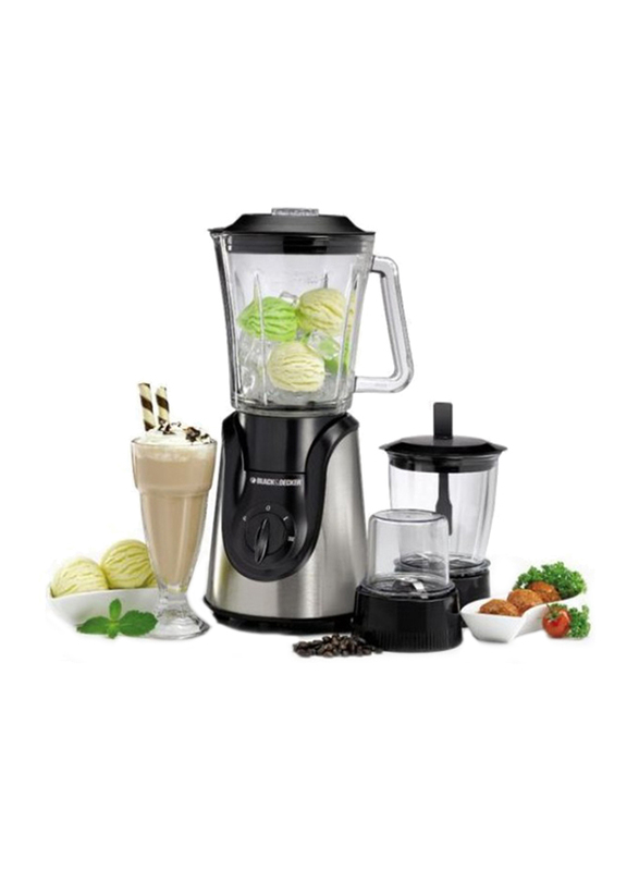 Black+Decker 1.5L Glass Blender, 600W, with Grinder & Mincer-Chopper, BX600G-B5, Black