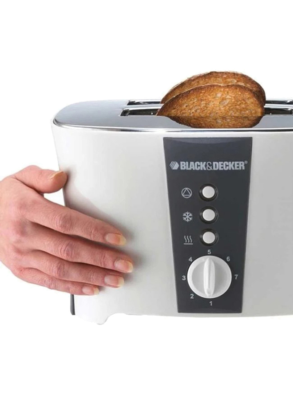 Black+Decker 4 Slice Long Slot Cool Touch Toaster, ET124-B5, White