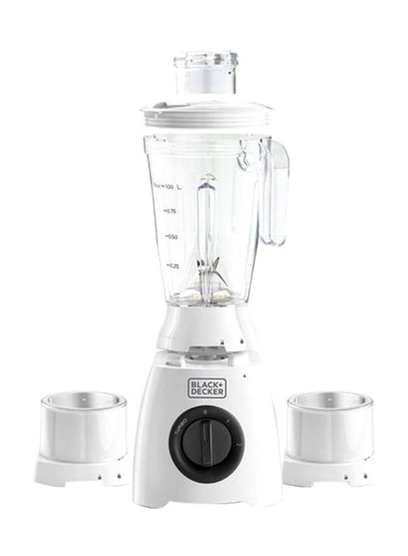 Black+Decker Blender, 400W, with Grinder and Grater Mill, BL410-B5, White