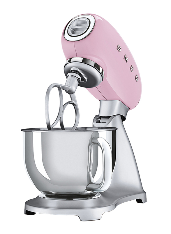 Smeg 50's Retro Style Aesthetic Stand Mixer, 800W, SMF02, Pink