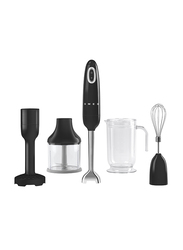 Smeg 50's Retro Style Aesthetic Hand Blender with Accessories, 70W, Black