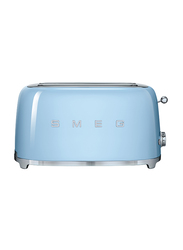 Smeg 50's Retro Style Aesthetic 4 Slice Toaster, 1500W, Pastel Blue