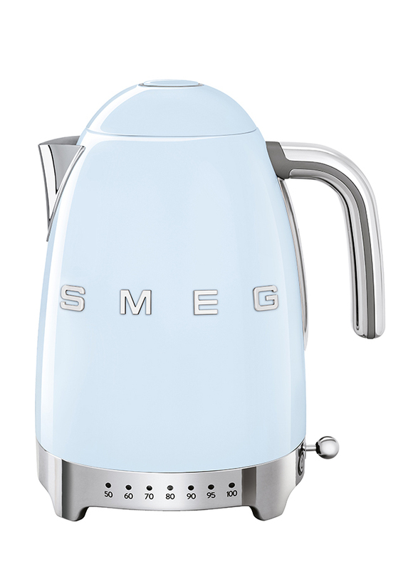 Smeg 50's Retro Style Aesthetic 1.7L Electric Stainless Steel Variable Temperature Kettle, 3000W, Pastel Blue