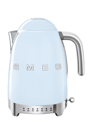 Smeg 50's Retro Style Aesthetic 1.7L Electric Stainless Steel Variable Temperature Kettle, 3000W, Pastel Blue