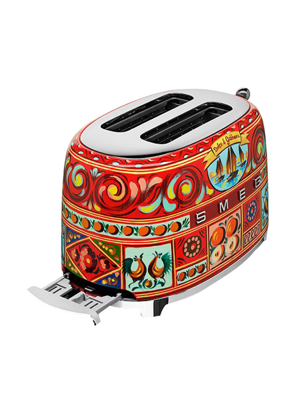 Smeg Dolce & Gabbana Sicily is My Love Style 2 Slice Toaster, 950W, TSF01DGUK, Red