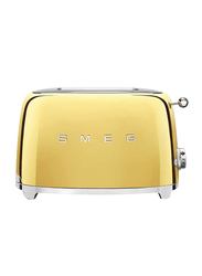 Smeg 50's Retro Style Aesthetic 2 Slice Toaster, 950W, Gold