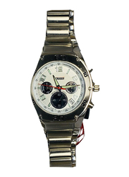 Cruiser Analog Watch for Men with Stainless Steel Band, Chronograph, C1829, Silver-White