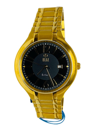 Eliz Analog Watch for Men with Stainless Steel Band, 20-8172, Gold-Black