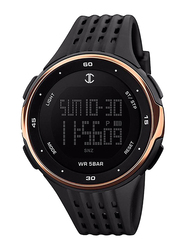 JC Digital Watch for Men with Rubber Band, 1219, Black