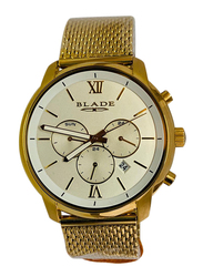 Blade Analog Watch for Men with Stainless Steel Band, Chronograph, 20-3489, Gold-White