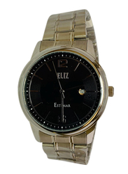 Eliz Analog Watch for Men with Stainless Steel Band, 10-8251G, Silver-Black