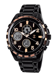 JC Analog/Digital Watch for Men with Stainless Steel Band, Chronograph, 1021, Black
