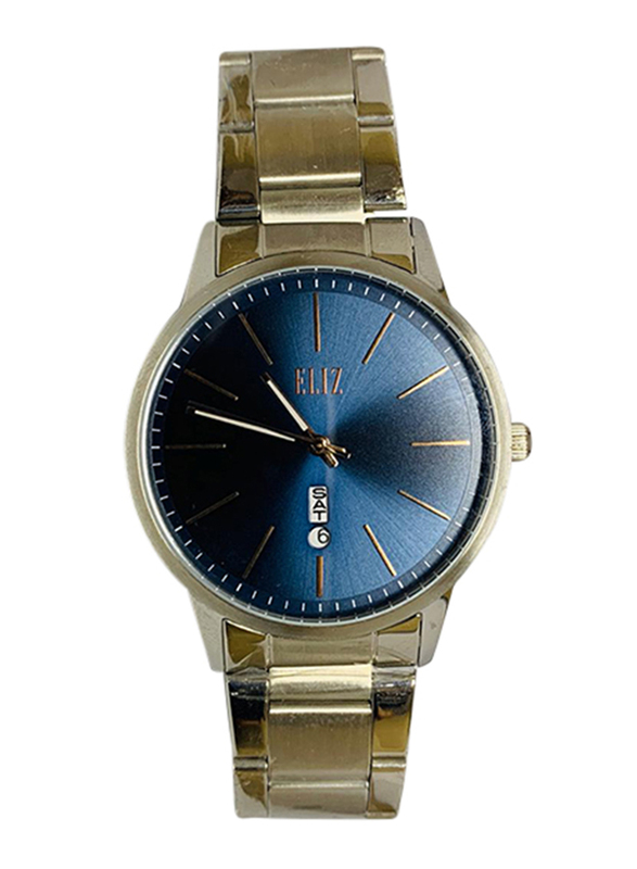 

Eliz Analog Watch for Men with Stainless Steel Band, 10-8422G, Silver-Blue