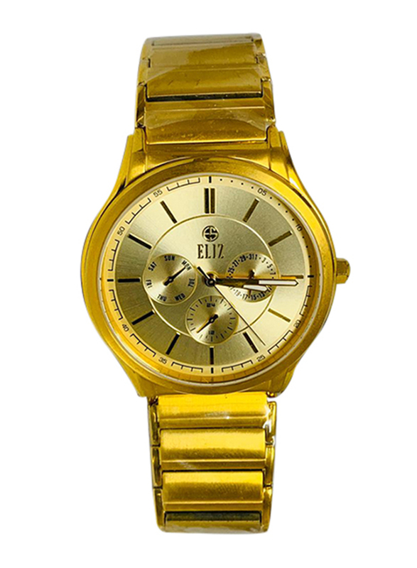 Eliz Analog Watch for Men with Stainless Steel Band, Chronograph, 20-8176G, Gold