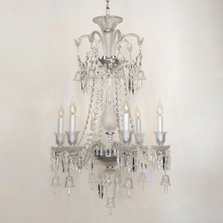 Salhiya Lighting Crystal Glass Chandelier, E14 Bulb Type, 6 Arms, MD9836, Silver