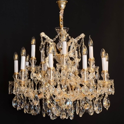 Salhiya Lighting Candle Crystal Chandelier, E14 Bulb Type, 10 Arms, MD6005, Gold